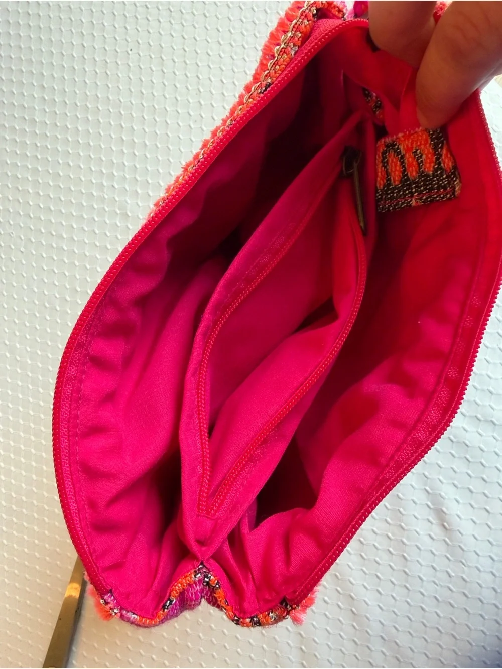 Bright Pink Aztec Tassel Zip Pouch